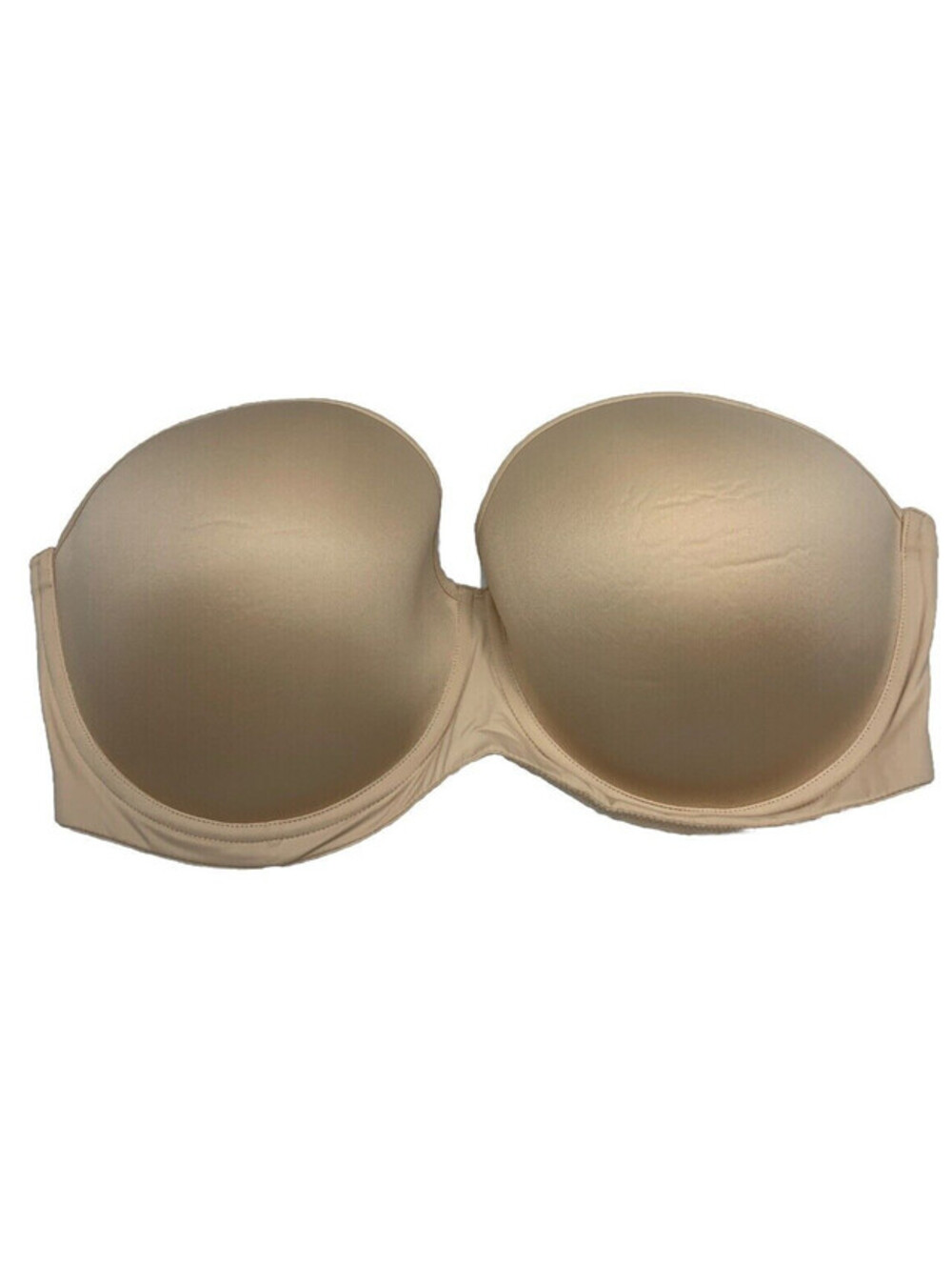 Women's Strapless Bra Plus Cup Underwire Multiway Full Coverage Size 42E Beige